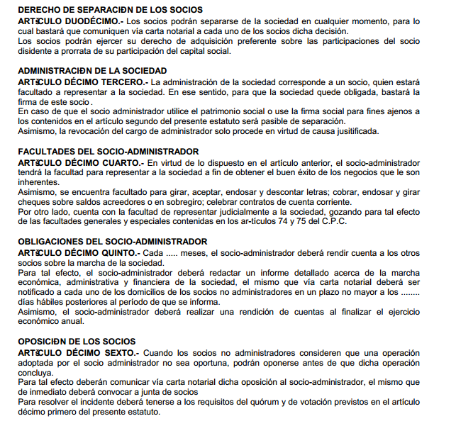 Modelo de minuta de sociedad civil ordinaria